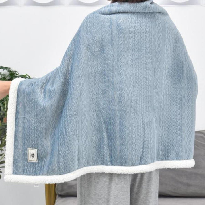 Buttoned Wearable Blanket Scarf - Blue - 130 x 80 cm