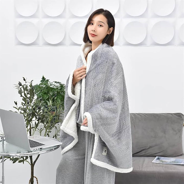 Buttoned Wearable Blanket Scarf - Grey - 130 x 80 cm