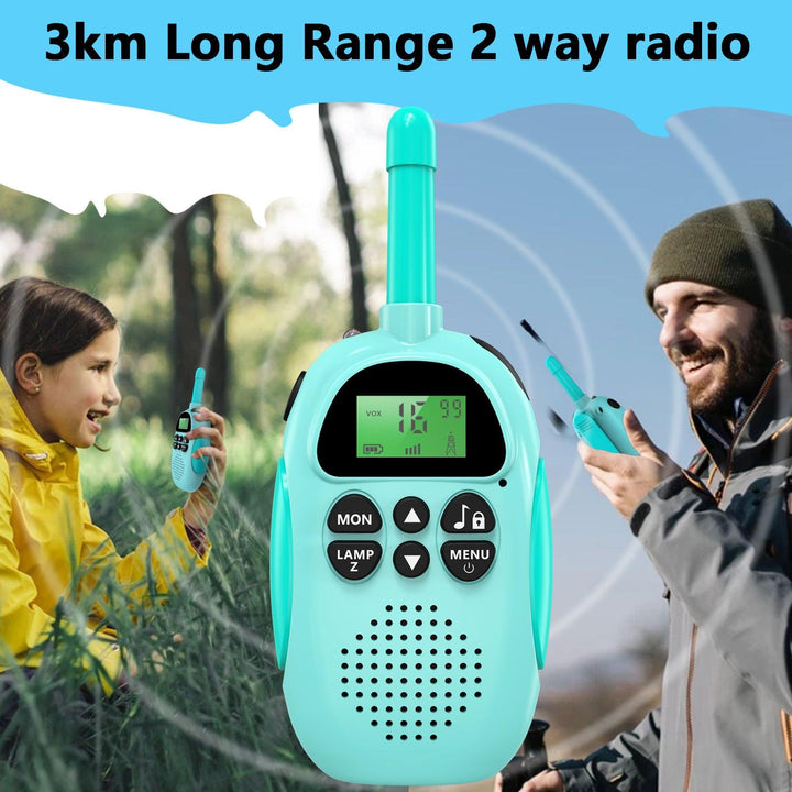 Kids Two-Way Walkie Talkie Set with Flashlight (Teal & Pink)
