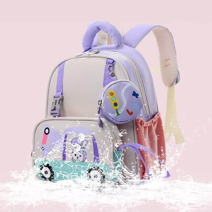 Waterproof cartoon excavator backpack set  for KG1 to KG3