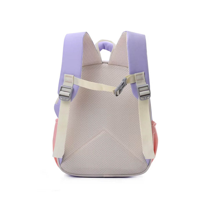 Purple rabbit girl’ school bag with cartoon excavator print, padded back