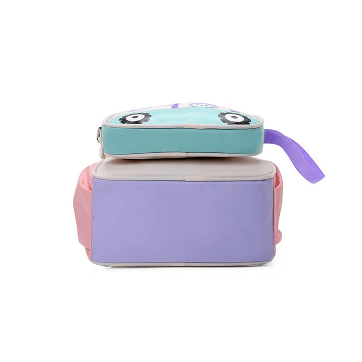 Lightweight backpack for KG1–KG3 with fun cartoon characters, bottom angle