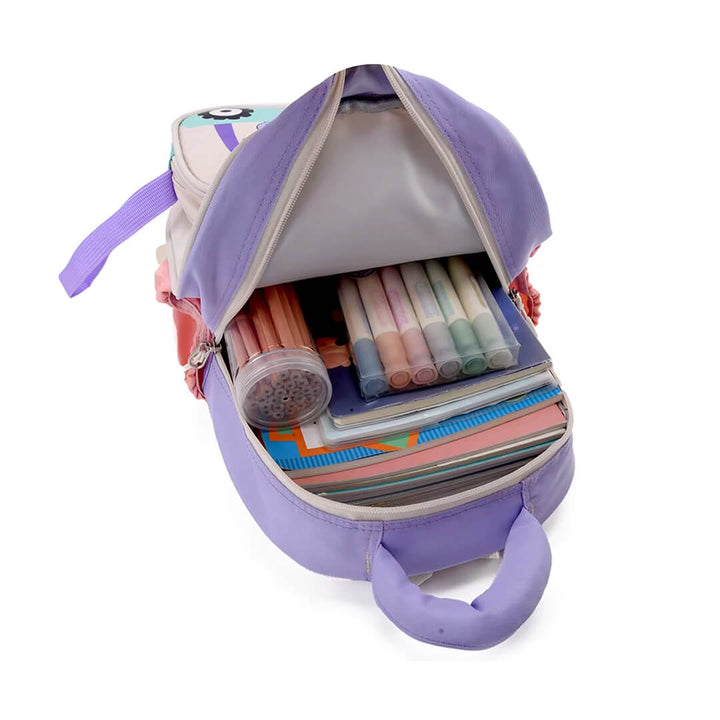 Lightweight backpack for KG1–KG3 with fun cartoon characters with books inside