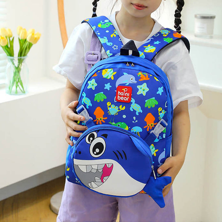 Kids Cartoon Shark Backpack & Lunch Shoulder Bag Set