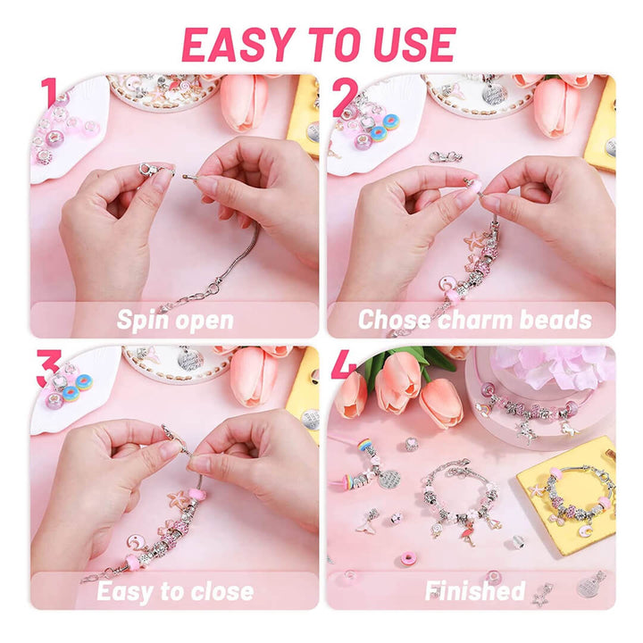Jewelry-making kit with beads, instruction of how to use