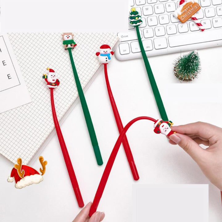Christmas Bending Gel Pens, santa, tree, snowman and deer designs