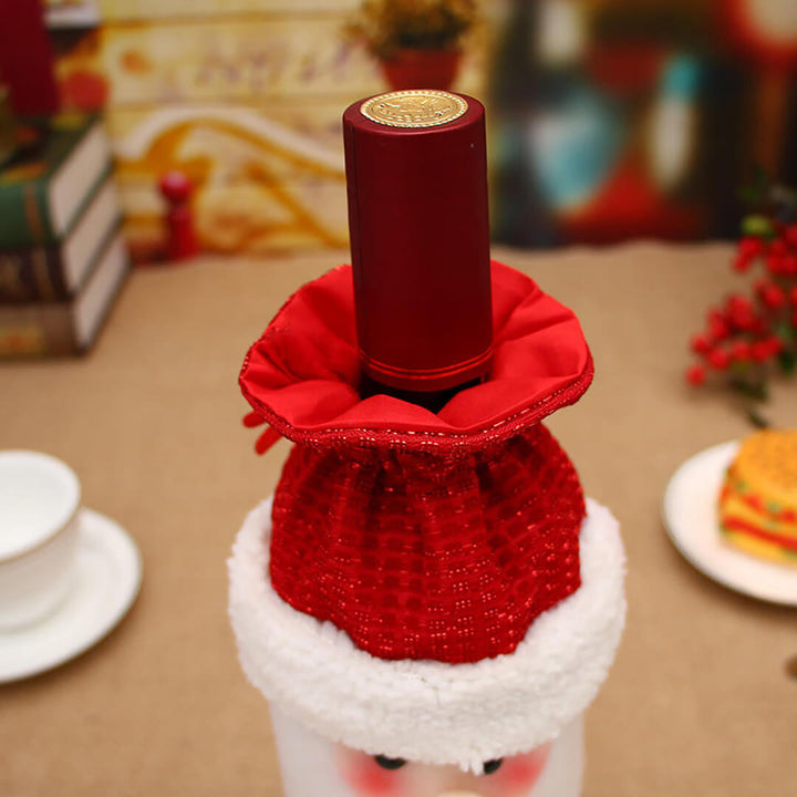 christmas bottle cover with santa design, top view