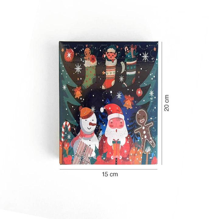 Advent calendar featuring festive charm bracelet set for girl, dimensions