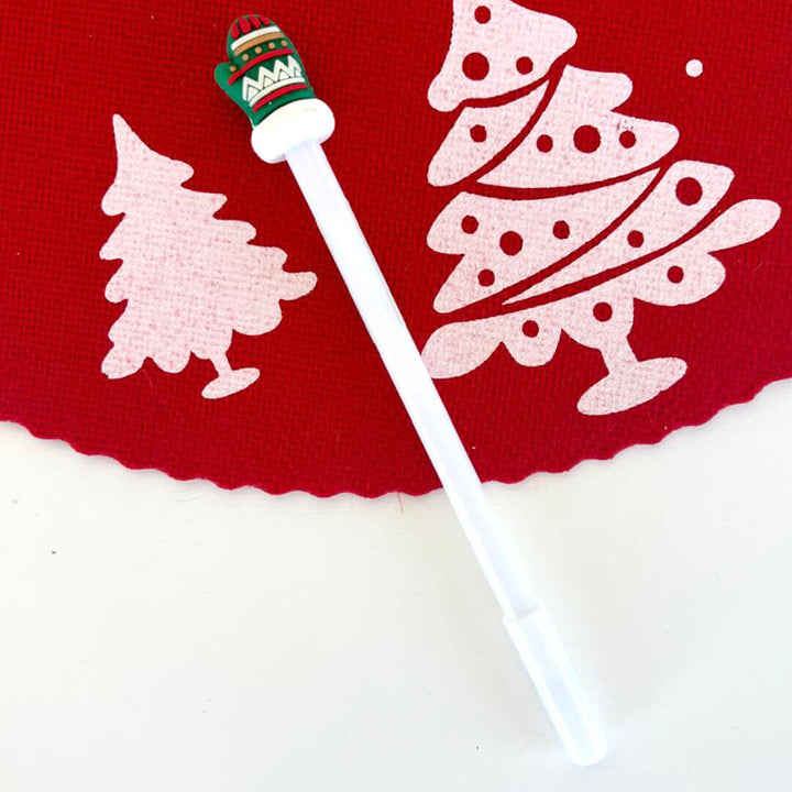 Christmas-themed gel pens, gloves design