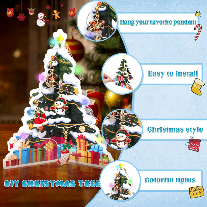 Holiday bracelet-making kit with 3D tree and decorative LED string