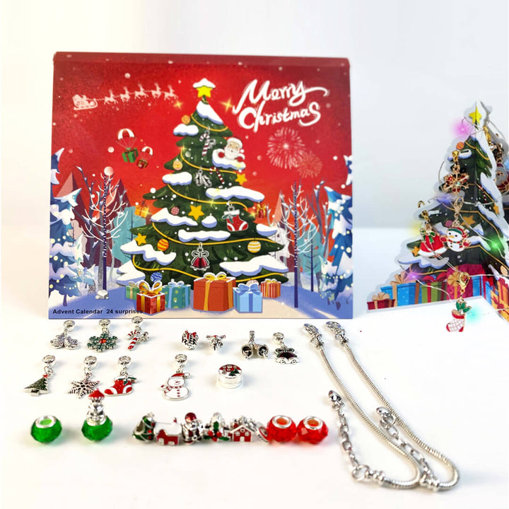DIY charm bracelet advent calendar for girls with LED 3D tree