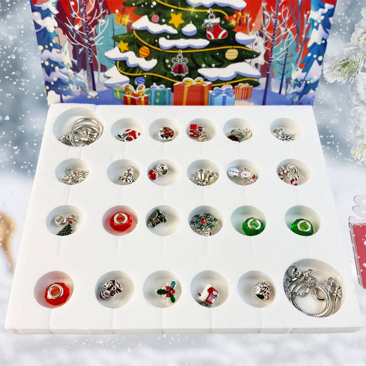 Handmade jewelry craft set with Christmas-themed charms and beads