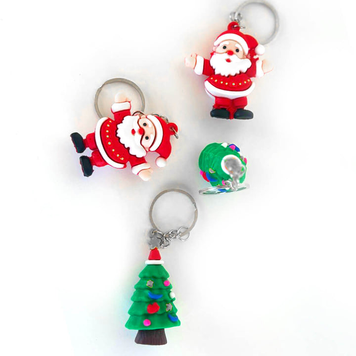 Christmas rubber keychains, Santa and tree designs