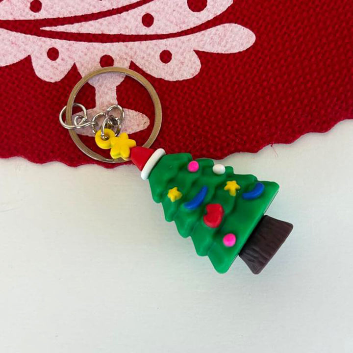 Close-up of christmas tree keychain