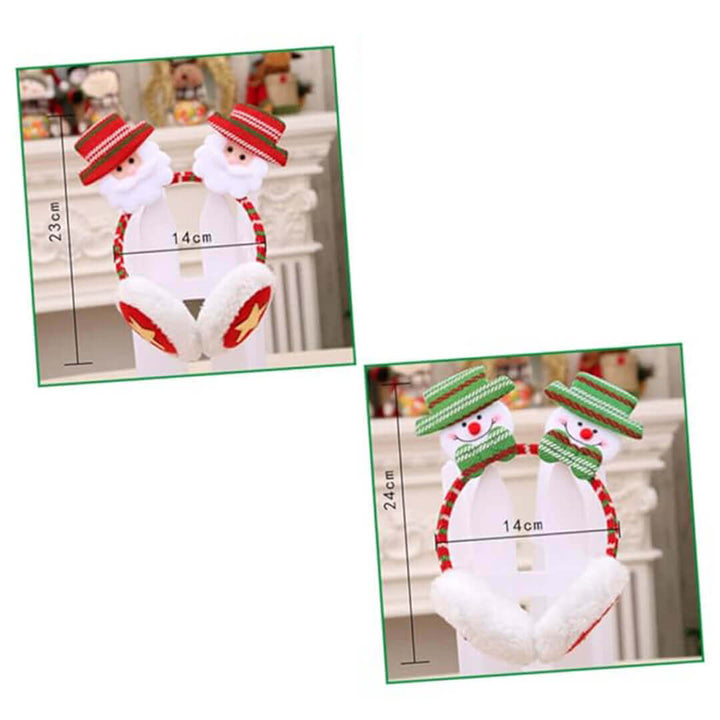 Christmas-themed snowman and santa design with measurements