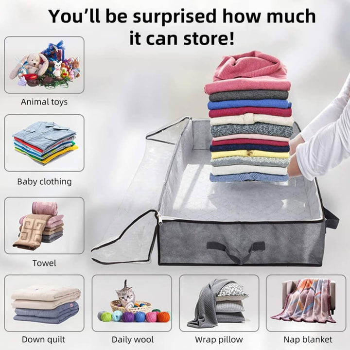 Large-capacity clear window under-bed storage bag 