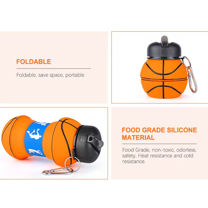 Basketball Silicone Water Bottle – Collapsible & BPA-Free