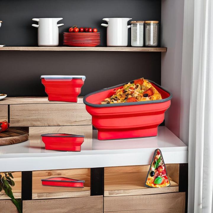 Collapsible BPA-Free Silicone Pizza Storage Container