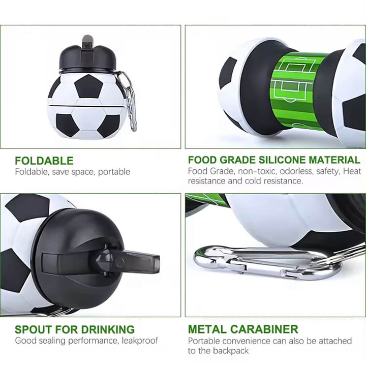 Football Silicone Water Bottle – Collapsible & BPA-Free