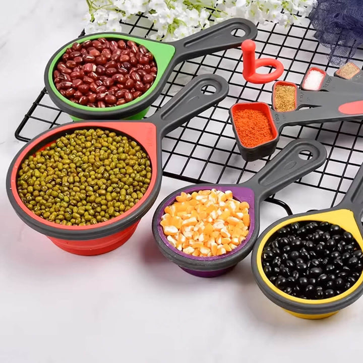 Collapsible Silicone Measuring Cups & Spoons – Set of 8 pieces