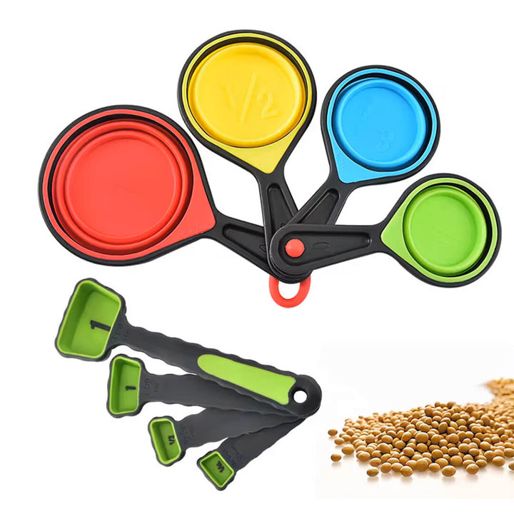 Collapsible Silicone Measuring Cups & Spoons – Set of 8 pieces