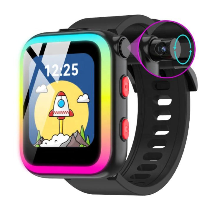 Color-Changing Light Kids Digital Game Watch Black