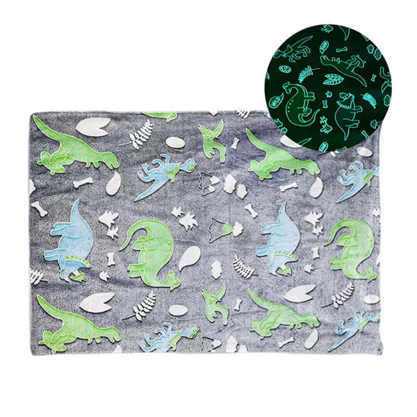 Dinosaurs Glow in the Dark Fleece Blanket - 170 x 200 cm