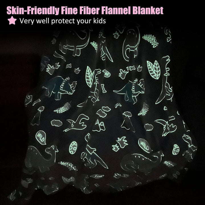 Dinosaurs Glow in the Dark Fleece Blanket - 170 x 200 cm