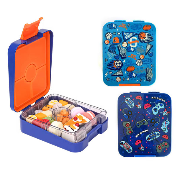 Colorful 4-Compartment Themed Lunch Boxes for Boys - BPA Free