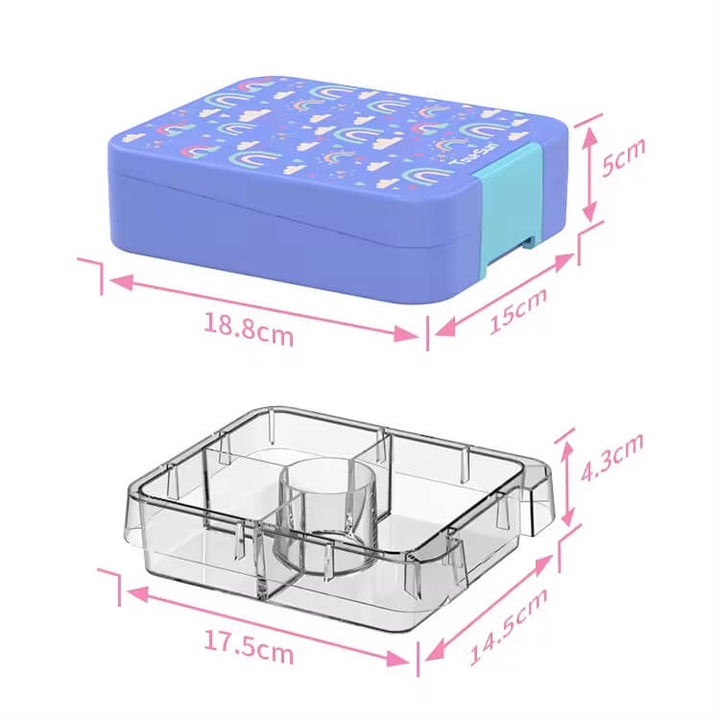 Colorful Themed Lunch Boxes with 4 Compartments for Girls - BPA FREE