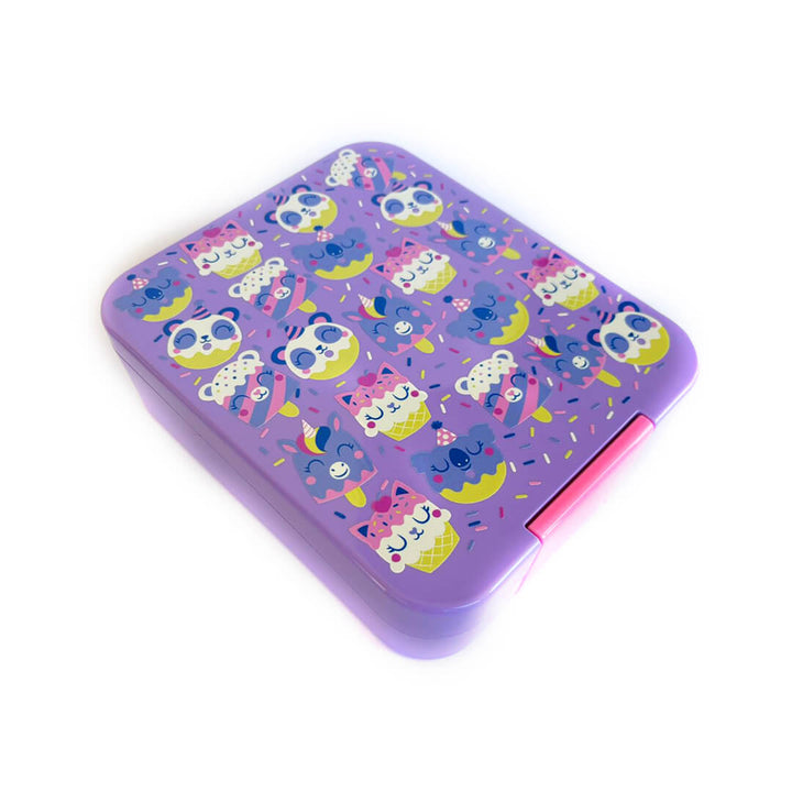 Colorful Themed Lunch Boxes with 4 Compartments for Girls - BPA FREE Cute Candies