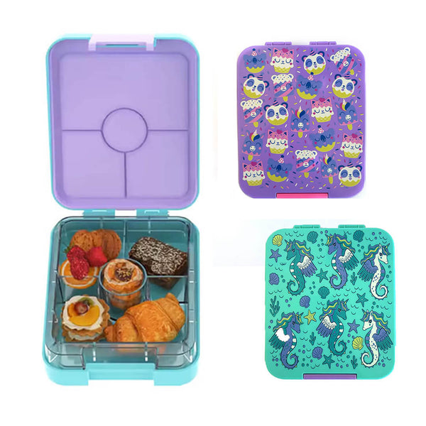Girls 4 Compartments Themed Lunch Boxes - BPA FREE