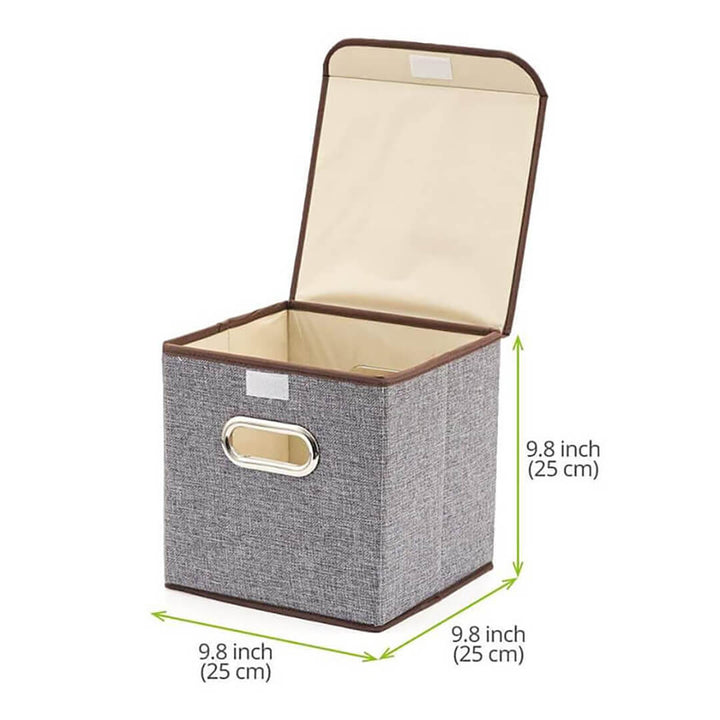 Colorful Fabric Foldable Storage Box with Lid - 25 cm