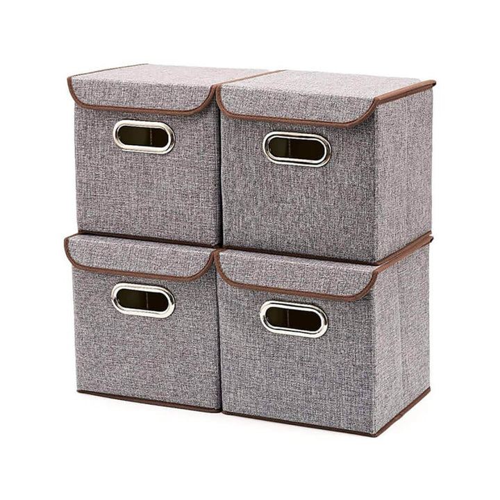 Colorful Fabric Foldable Storage Box with Lid - 25 cm
