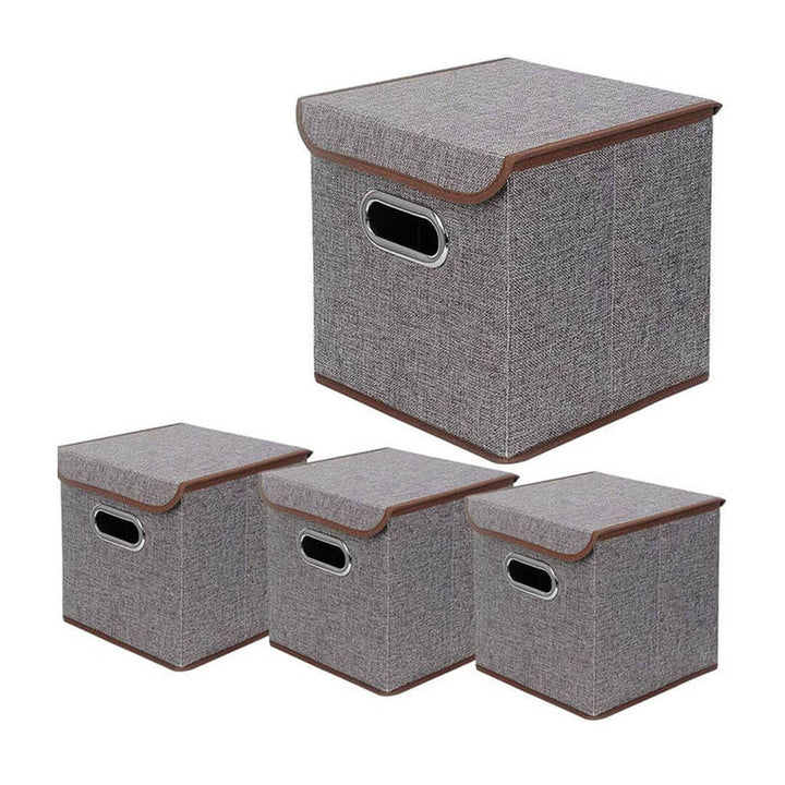 Colorful Fabric Foldable Storage Box with Lid - 25 cm
