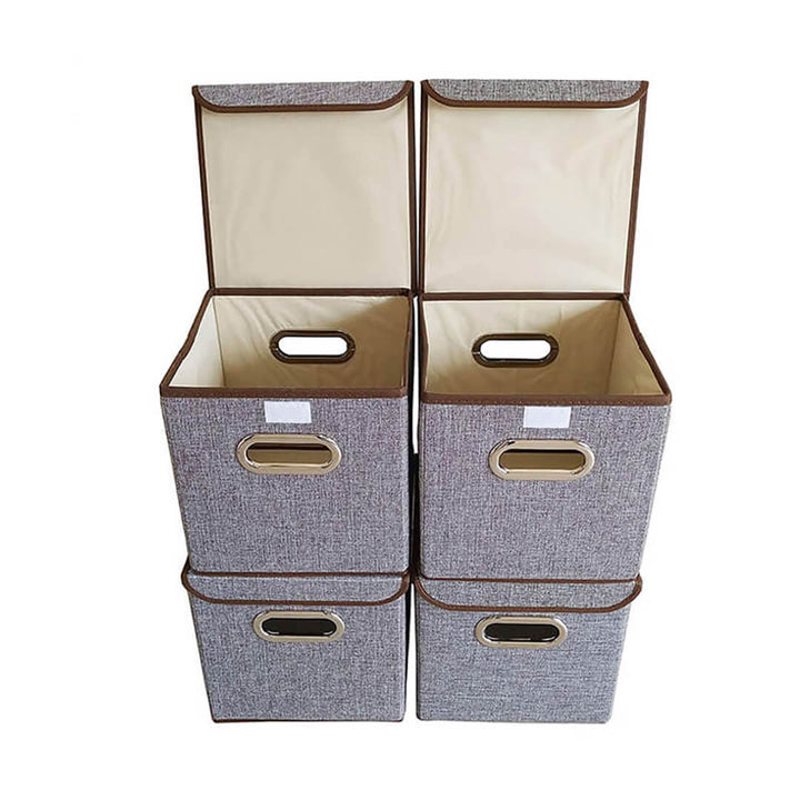 Colorful Fabric Foldable Storage Box with Lid - 25 cm