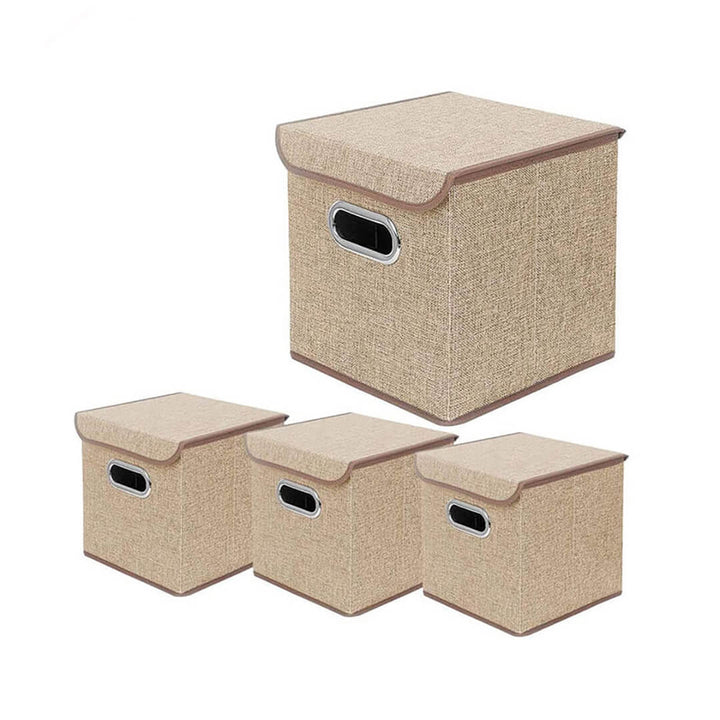 Colorful Fabric Foldable Storage Box with Lid - 25 cm