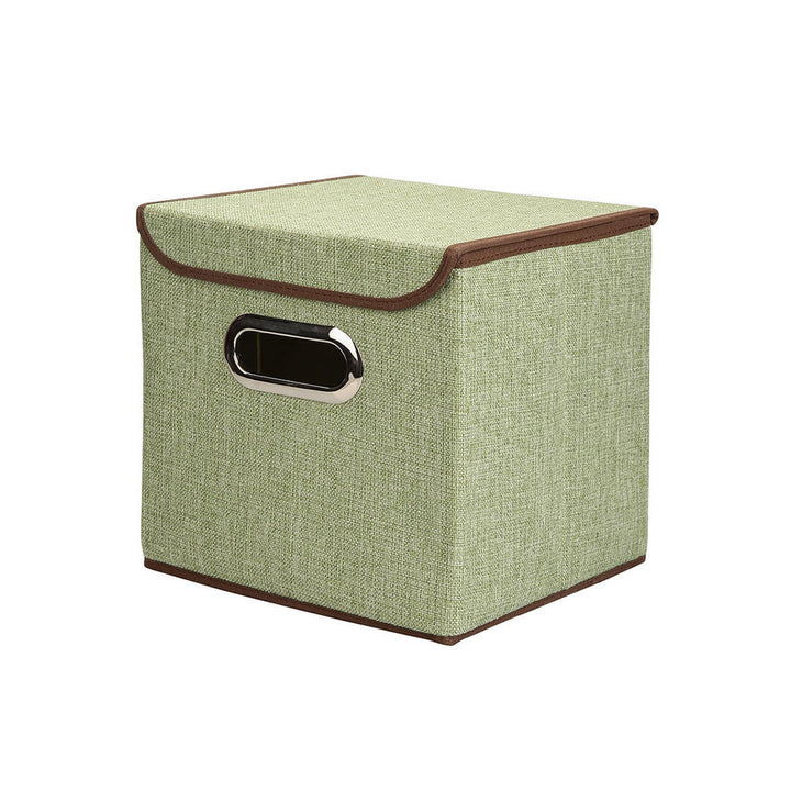 Colorful Fabric Foldable Storage Box with Lid - 25 cm Green 25 x 25 cm