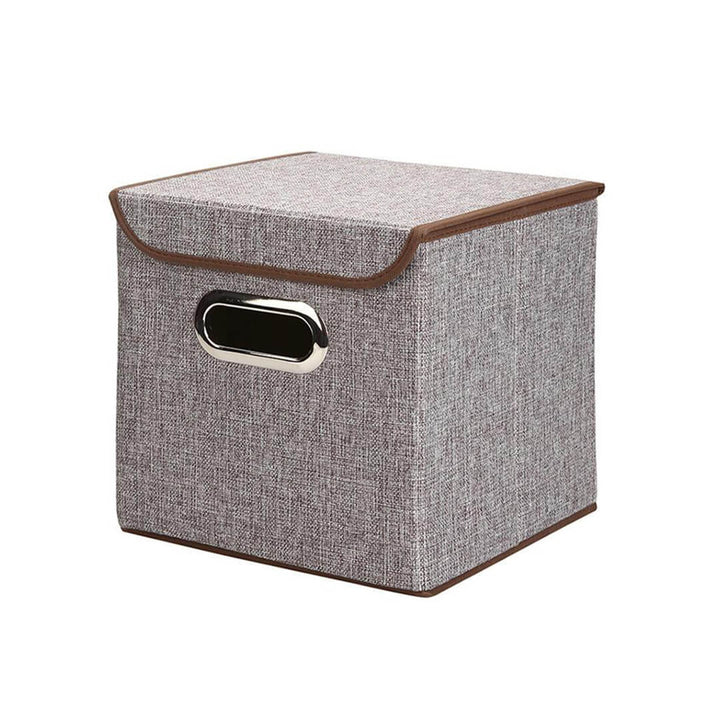 Colorful Fabric Foldable Storage Box with Lid - 25 cm Grey 25 x 25 cm