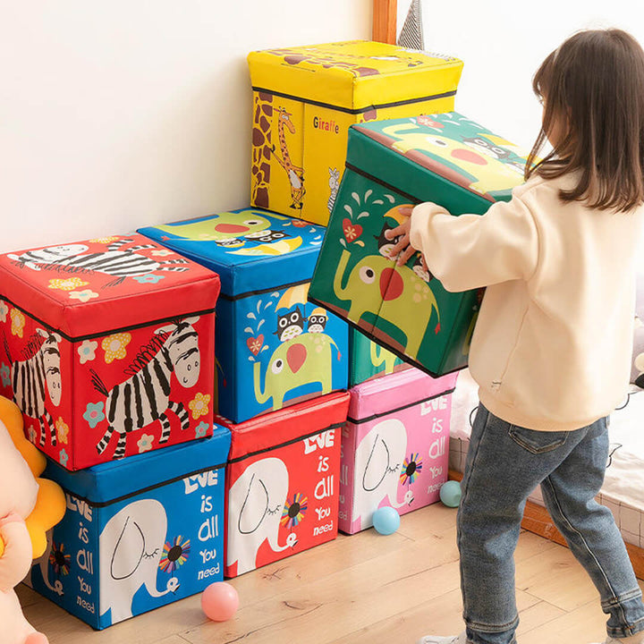 Colorful Toys Storage Box with Thick Lid - 30 x 30 cm