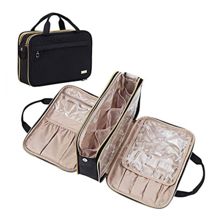 Large Deluxe Travel Cosmetic & Toiletry Organizer Bag Black