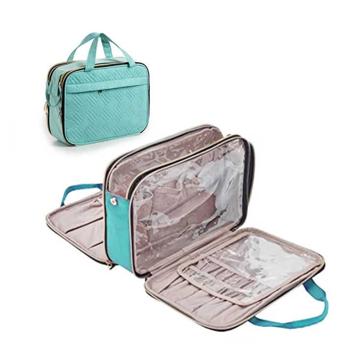 Large Deluxe Travel Cosmetic & Toiletry Organizer Bag Petrol