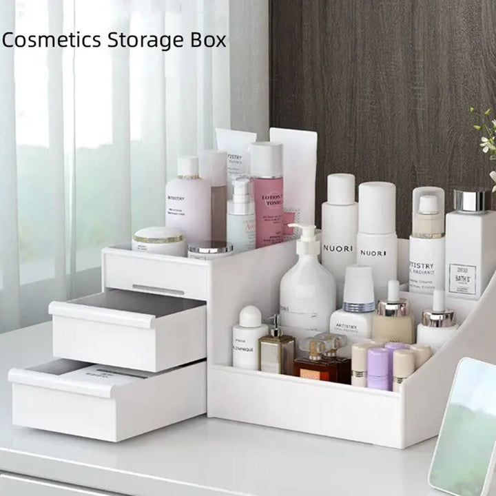 Multi-compartment desk organizer for makeup and pens