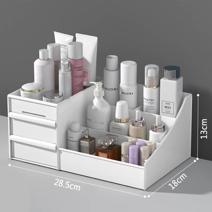 Cosmetic storage box for brushes, skincare, and nail polish, dimensions