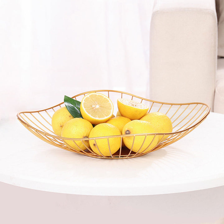 Countertop Wire Fruits & Vegetables Flat Basket Gold