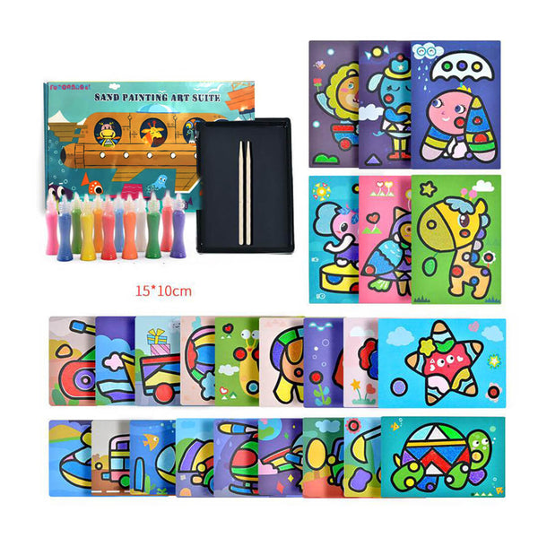 Creative Sand Art Painting Set – 24 Sheets & 12 Bright Sand Colors