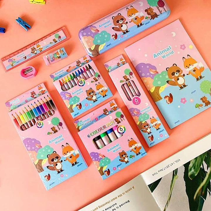 Cute Animal World Coloring Set - 41 Pieces