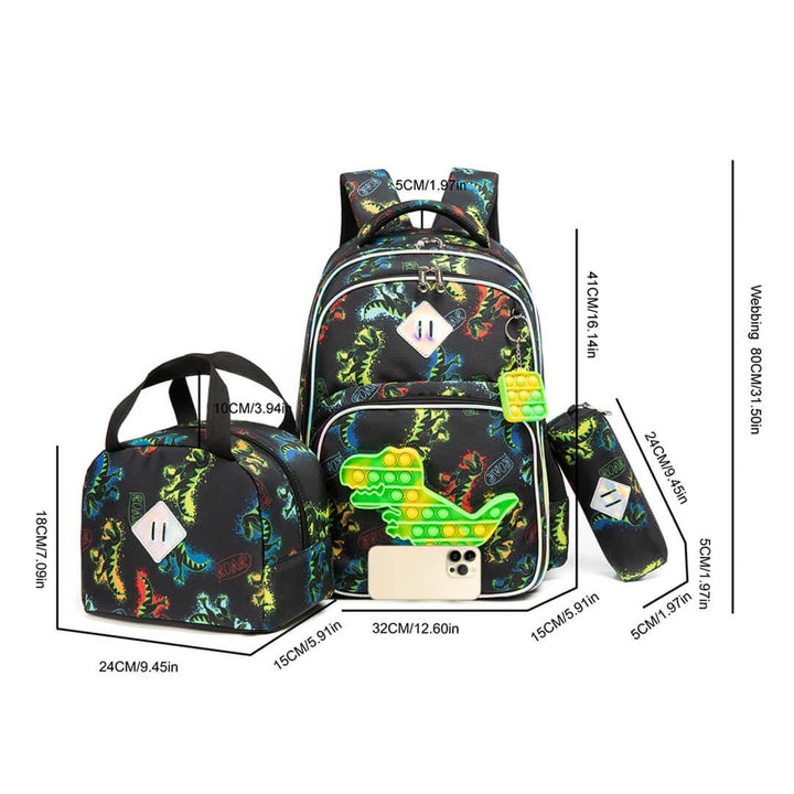 Dinosaur Pop It Backpack 3 Pieces Set