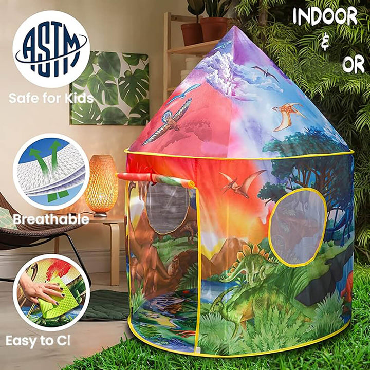 Explore the Adventure - Portable Foldable Dinosaur World Kids Tent Dinosaur