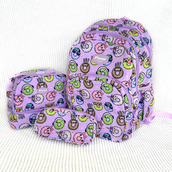 18-inch donut backpack for girls with lunch bag and pencil case